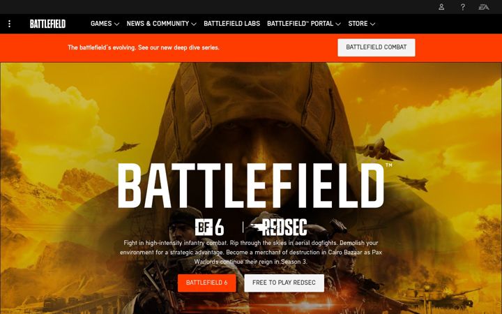 Snímek obrazovky battlefield.com