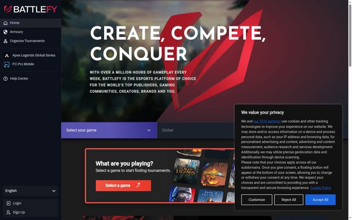 Zrzut ekranu battlefy.com