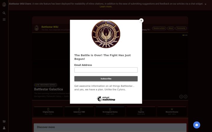 Screenshot of battlestarwiki.org