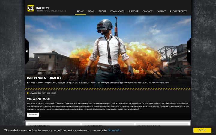 Screenshot of battleye.com