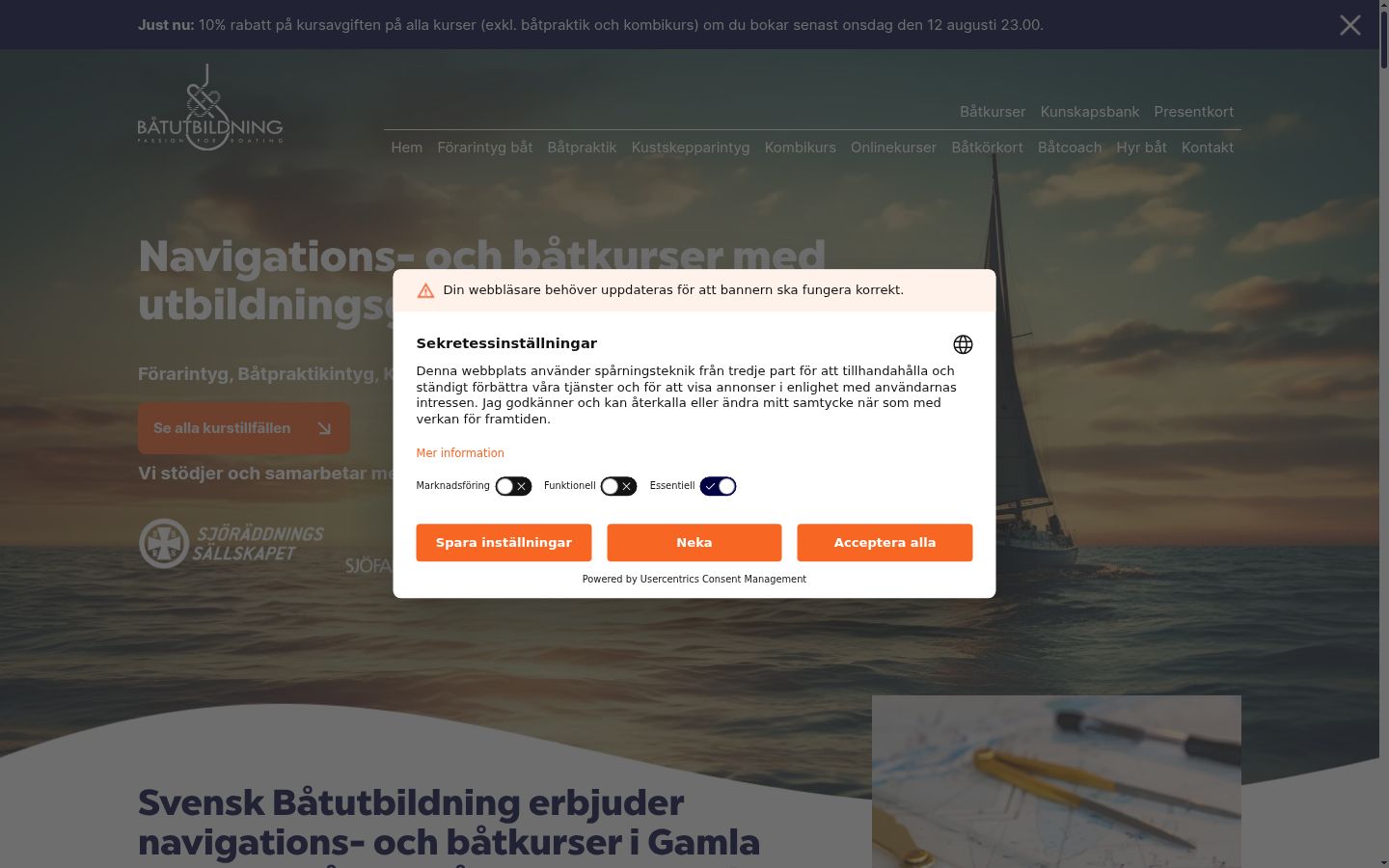 Sutikimo reklamjuostės, rodytos prieš bet kokią sąveiką, ekrano kopija