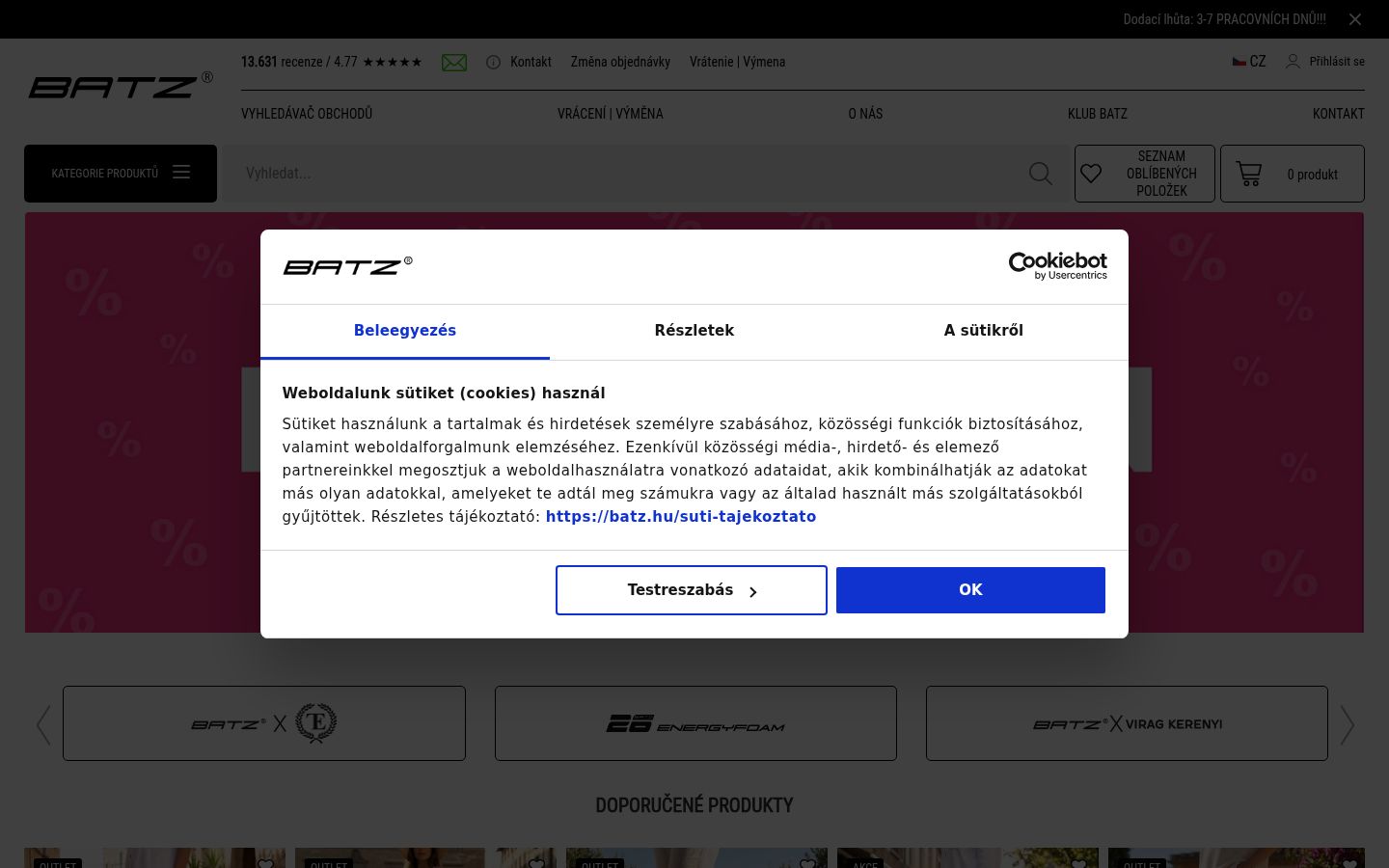Képernyőkép a bármilyen interakció előtt megjelenő hozzájárulási bannerről
