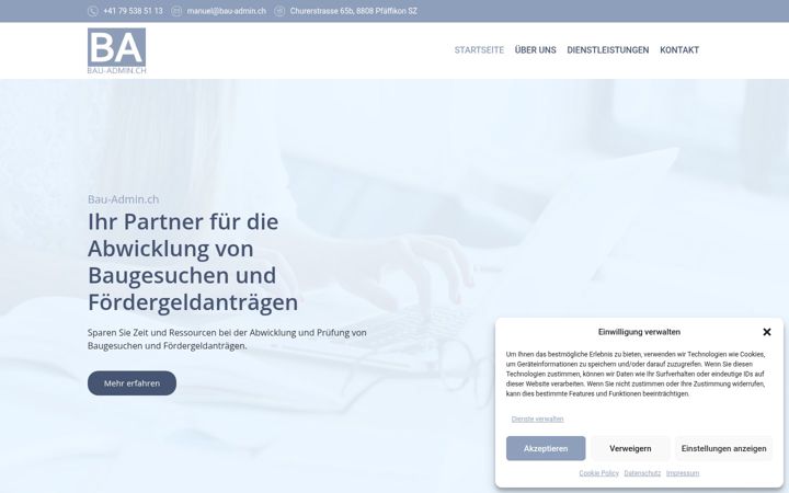 Screenshot of bau-admin.ch