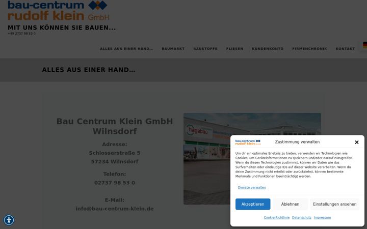 Screenshot of bau-centrum-klein.de