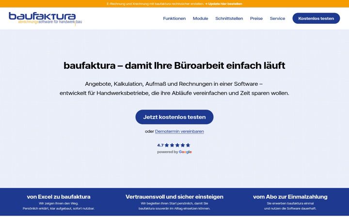 Екранна снимка на bau-faktura.de