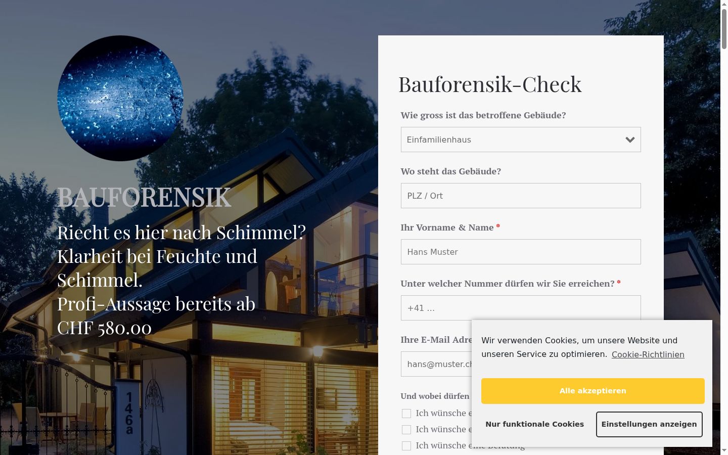Screenshot des Einwilligungsbanners vor jeglicher Interaktion