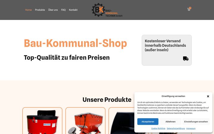 Skærmbillede af bau-kommunal.de