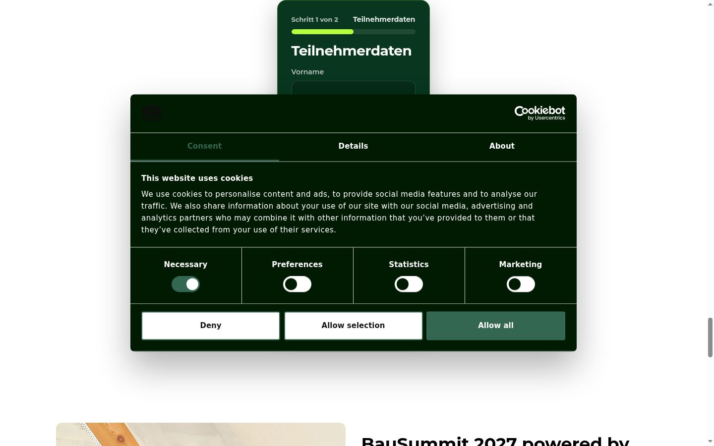 Capture d'écran de la bannière de consentement affichée avant toute interaction