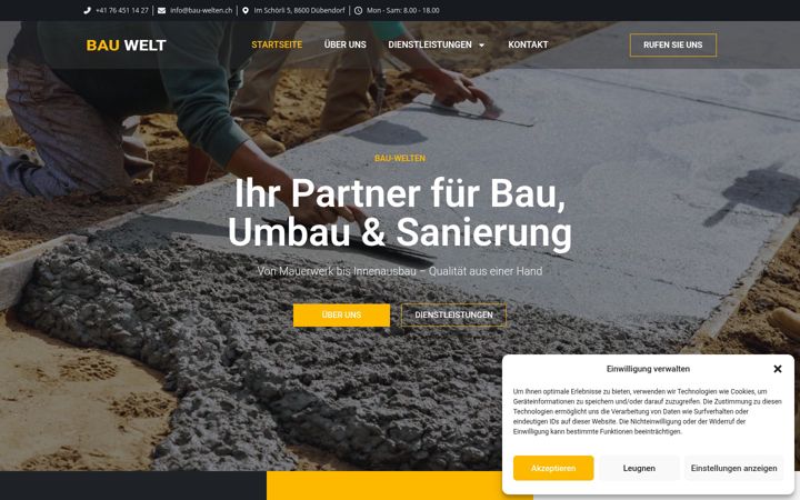 Screenshot of bau-welten.ch