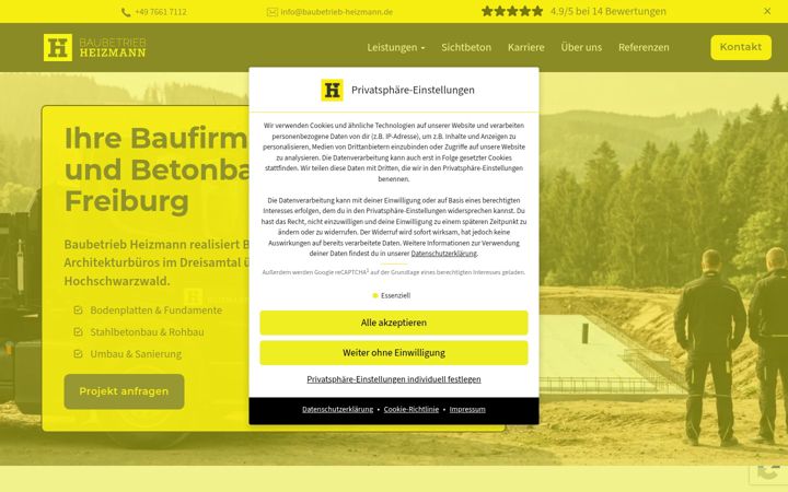 Ekrānuzņēmums no baubetrieb-heizmann.de