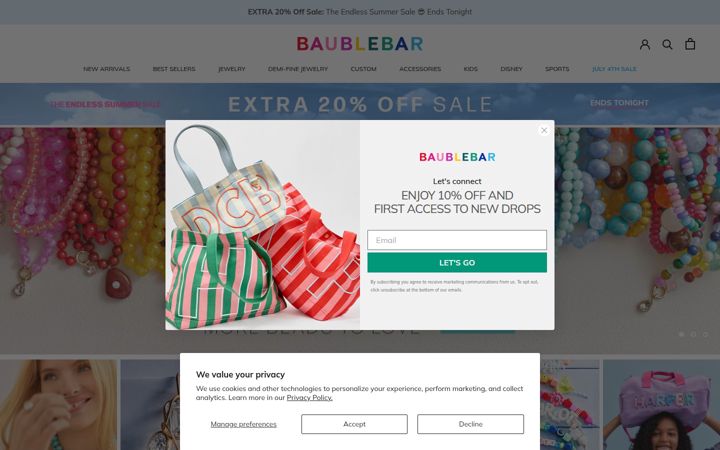 Capture d'écran de baublebar.com