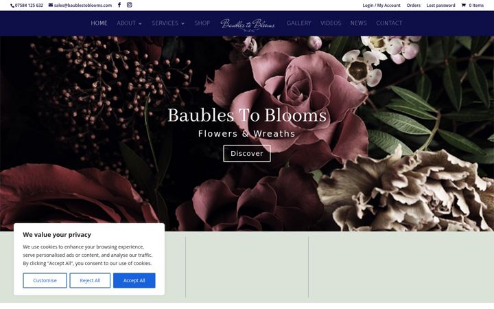 Screenshot of baublestoblooms.com