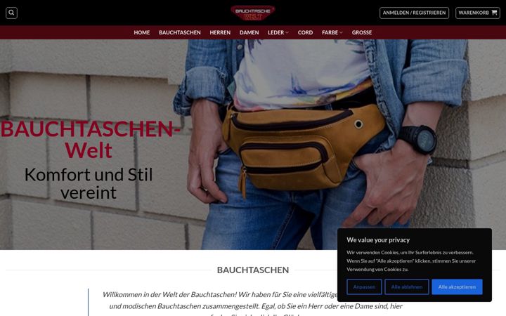 Screenshot of bauchtasche-welt.com