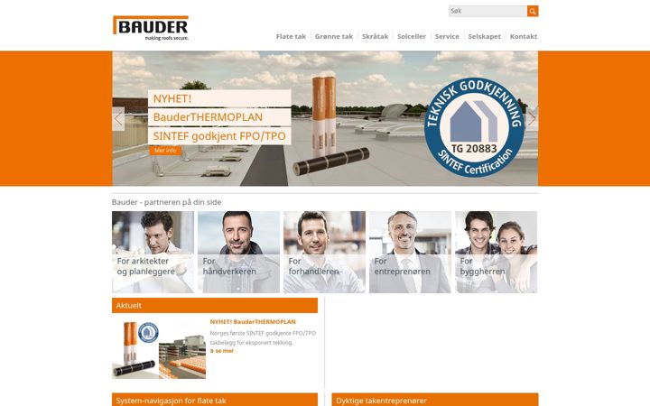 Screenshot of bauder.no