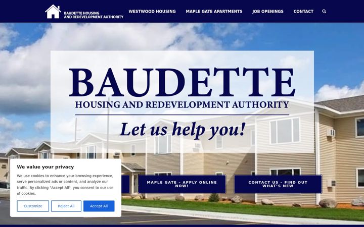 Screenshot of baudettehousing.com