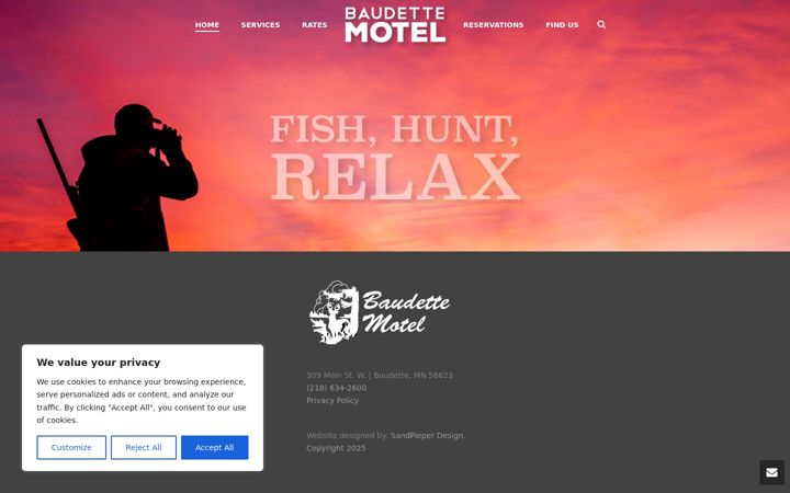 Screenshot of baudettemotel.com