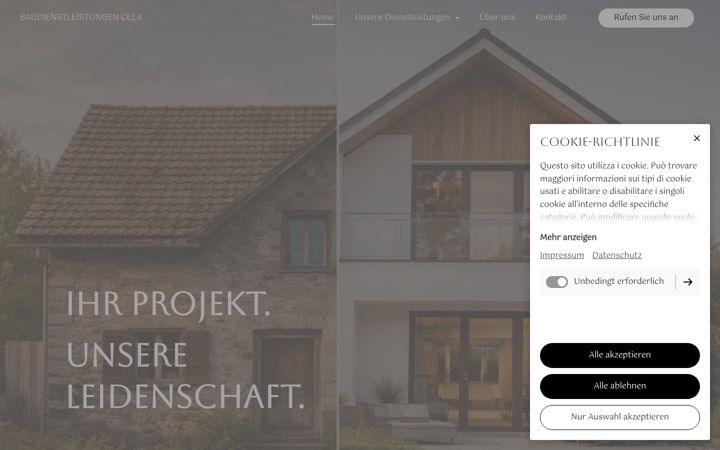 Screenshot of baudienstleistungen-cela.ch