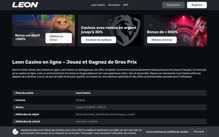 Screenshot of baudoumeuble.com