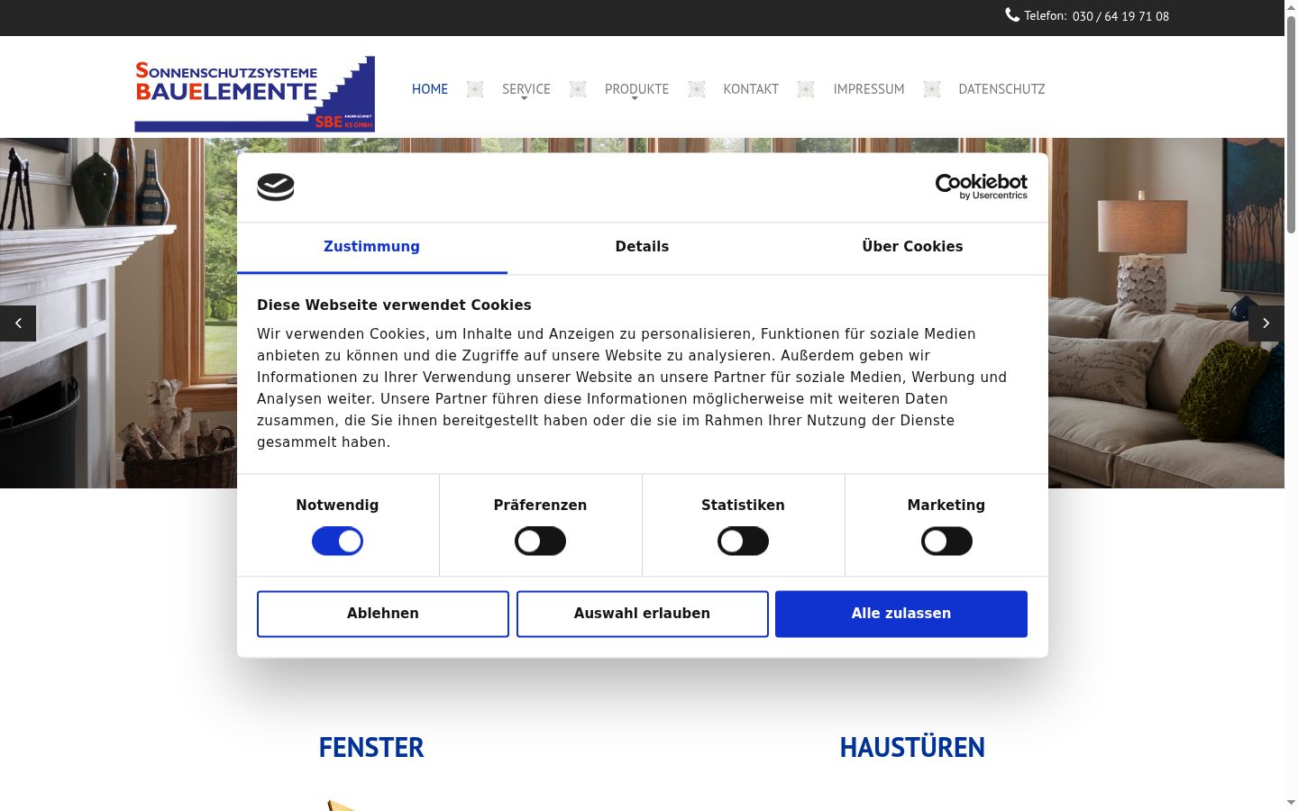 Captura de ecrã do banner de consentimento apresentado antes de qualquer interação