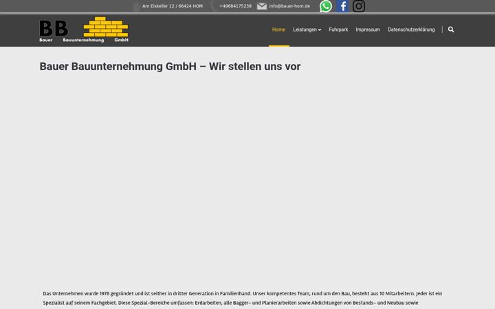 Screenshot of bauer-bauunternehmung-homburg.de