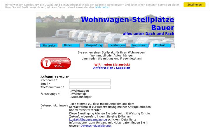 Екранна снимка на bauer-camping.de