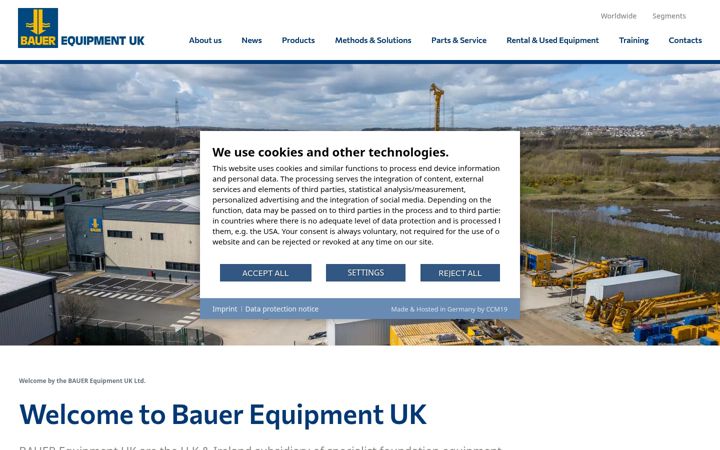 Captură de ecran a bauer-equipment.co.uk