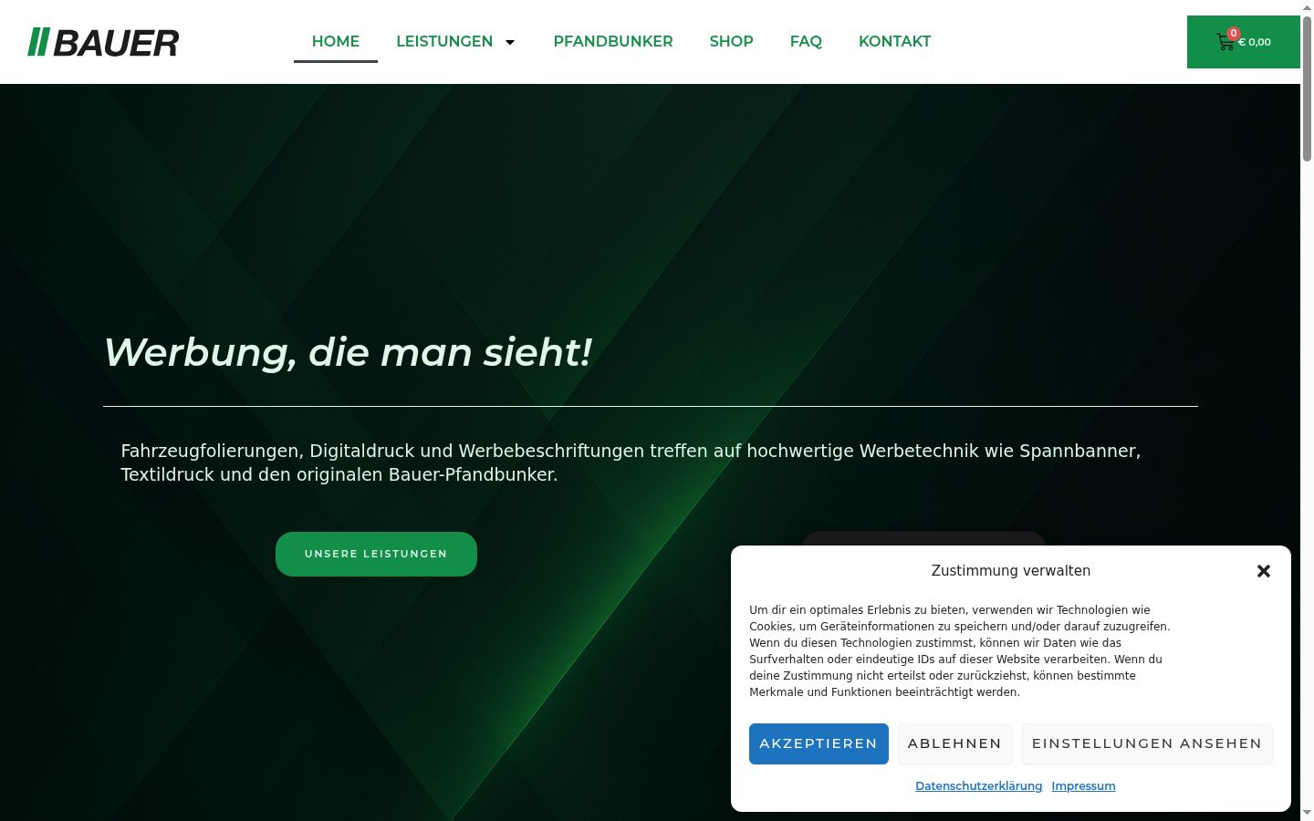Screenshot of the consent banner shown before any interaction