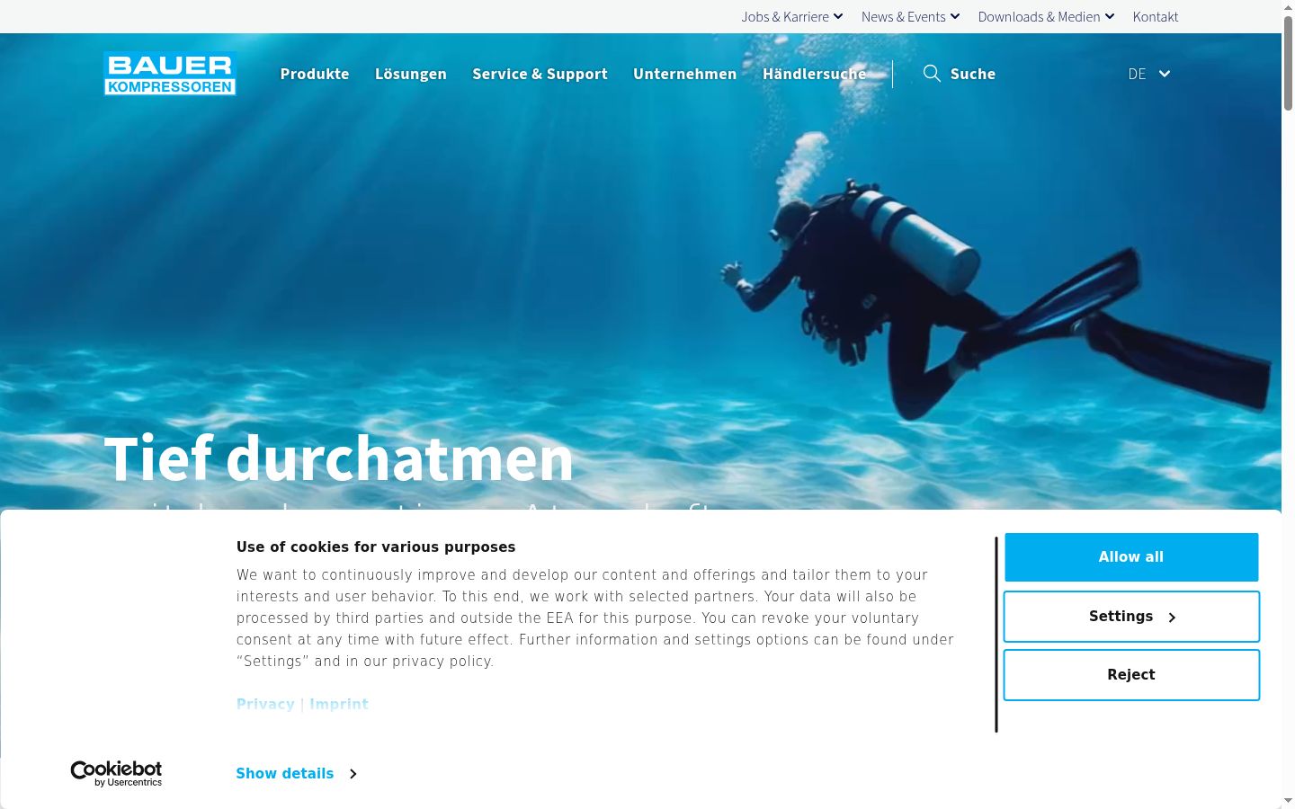 Screenshot of the consent banner shown before any interaction