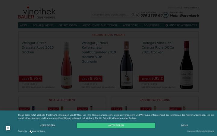 Zrzut ekranu bauer-vinothek.de