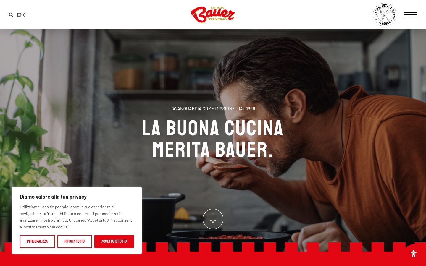 Screenshot del banner di consenso mostrato prima di qualsiasi interazione