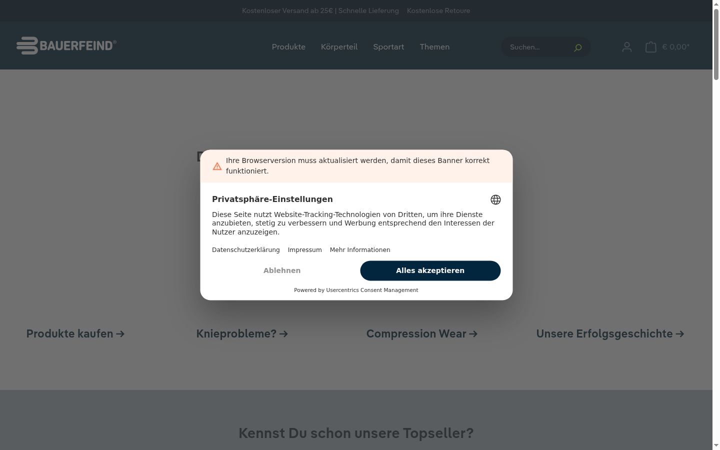 Screenshot of the consent banner shown before any interaction