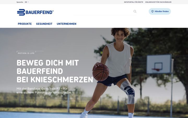 Screenshot of bauerfeind.ch