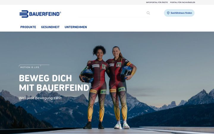 Screenshot of bauerfeind.de
