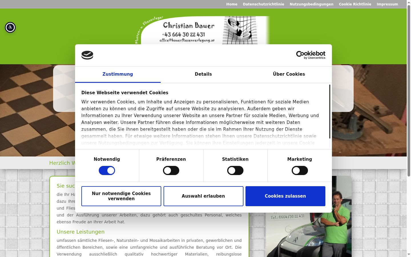 Screenshot of the consent banner shown before any interaction