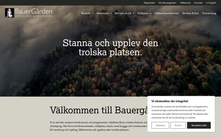 Screenshot van bauergarden.se