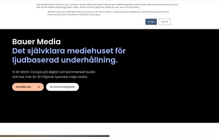Screenshot of bauermedia.se
