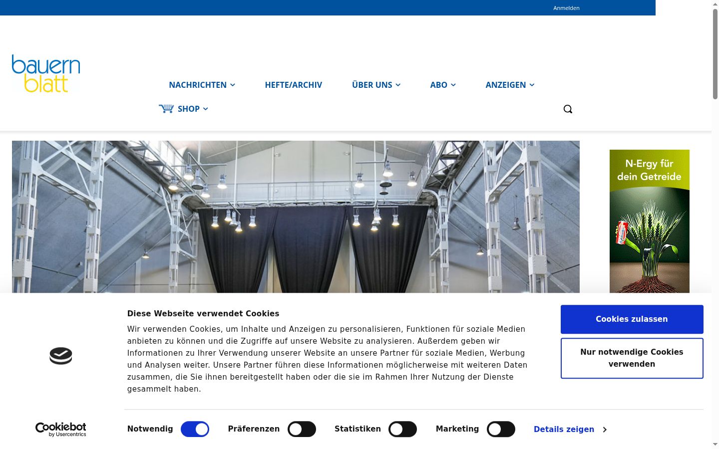Screenshot des Einwilligungsbanners vor jeglicher Interaktion