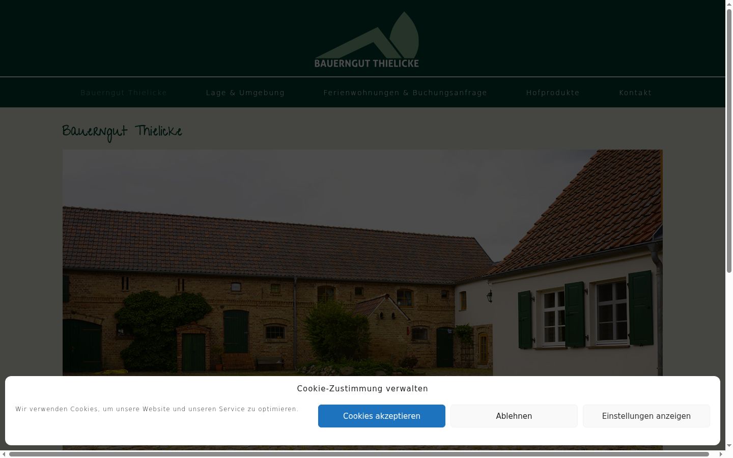 Screenshot des Einwilligungsbanners vor jeglicher Interaktion