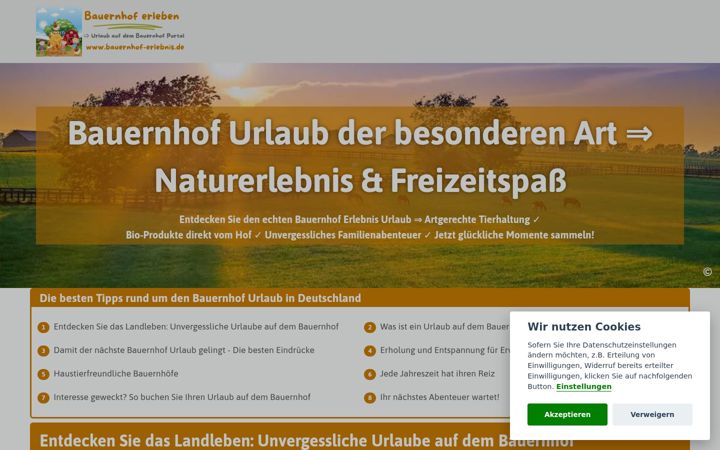 Screenshot of bauernhof-erlebnis.de