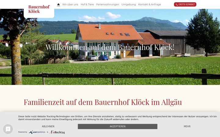 Screenshot of bauernhof-kloeck.de