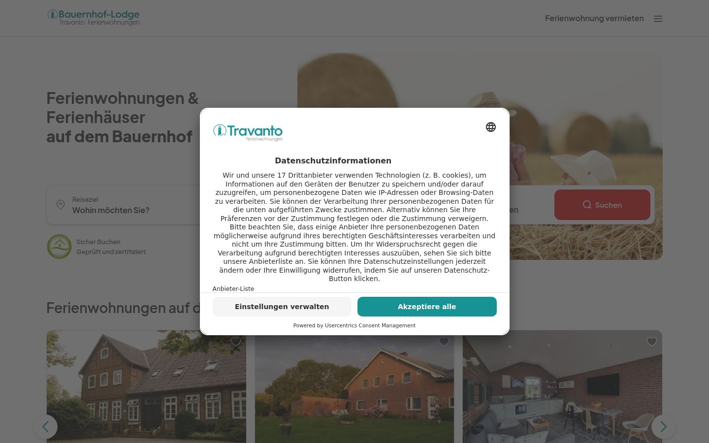 Screenshot van de toestemmingsbanner zoals getoond vóór enige interactie
