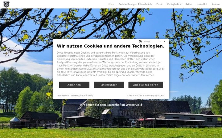 Skjermbilde av bauernhof-schneidmuehle.de