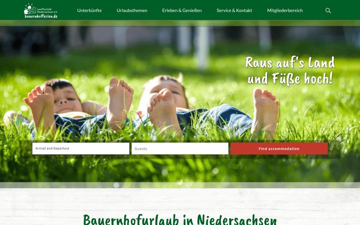 Screenshot of bauernhofferien.de