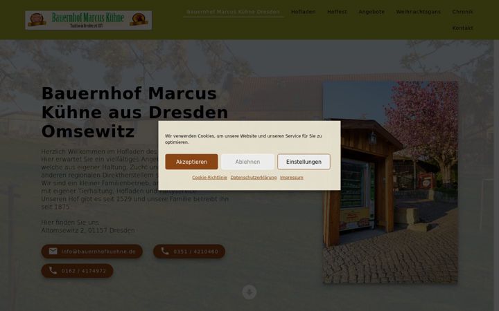 Screenshot of bauernhofkuehne.de