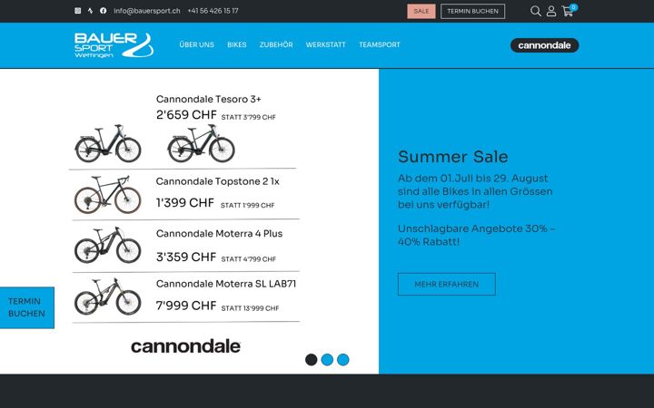 Screenshot of bauersport.ch