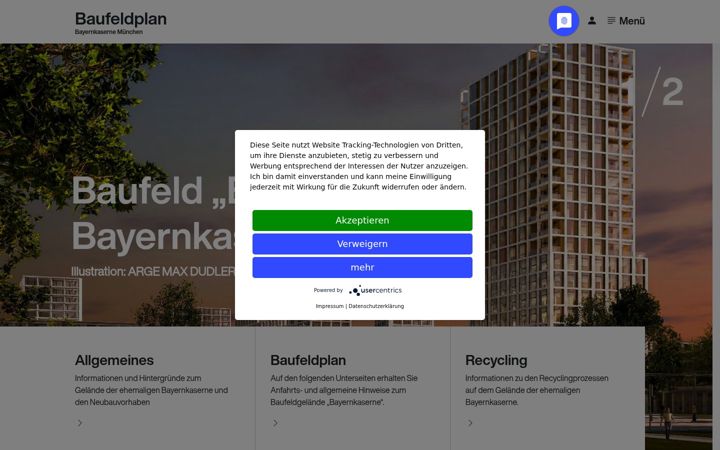 Screenshot of baufeld-bayernkaserne.de