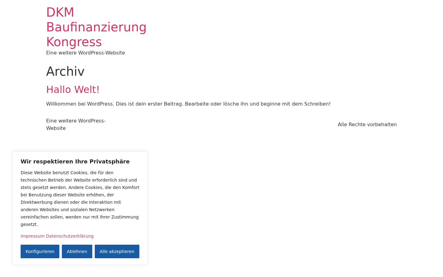Screenshot des Einwilligungsbanners vor jeglicher Interaktion