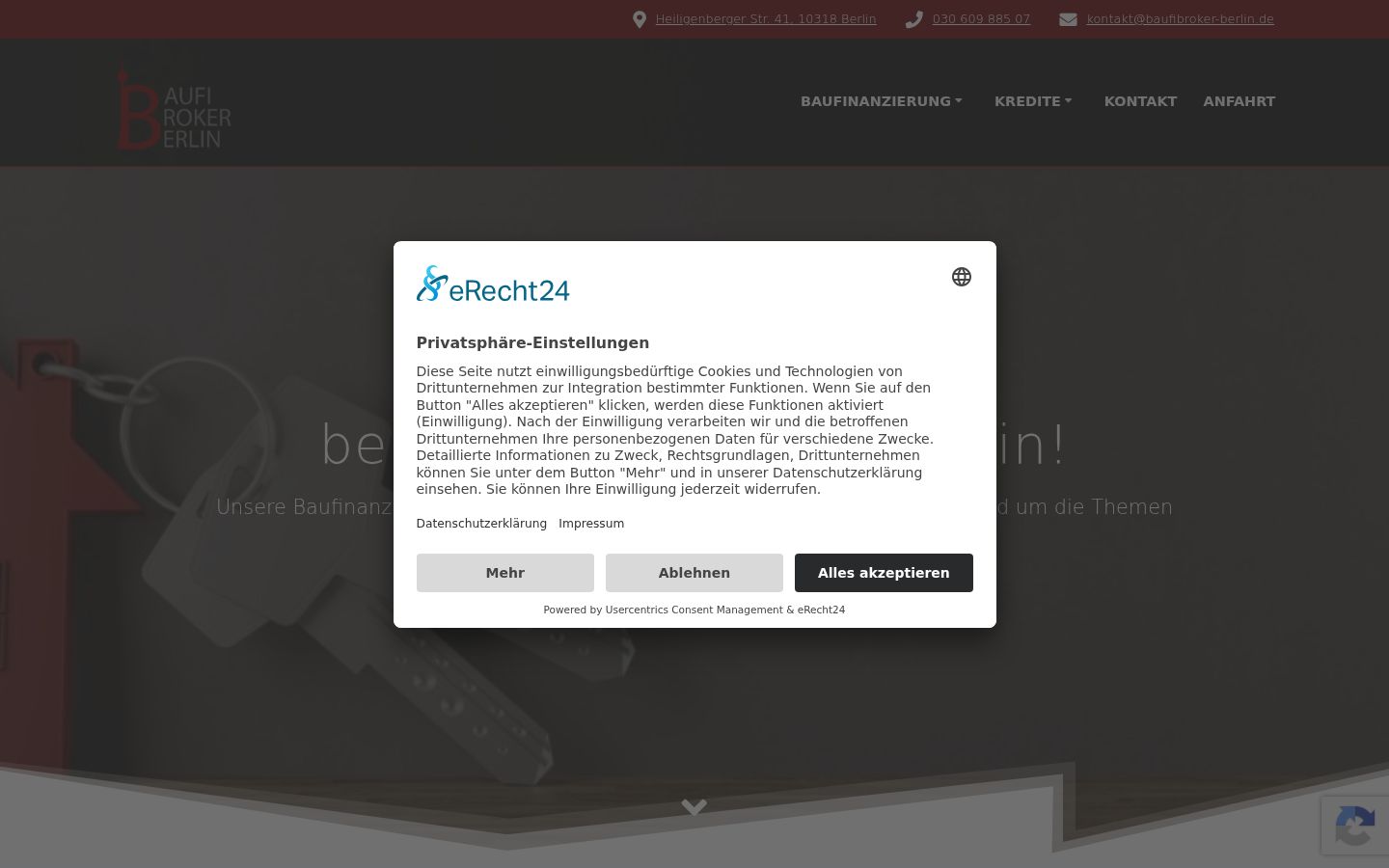 Capture d'écran de la bannière de consentement affichée avant toute interaction