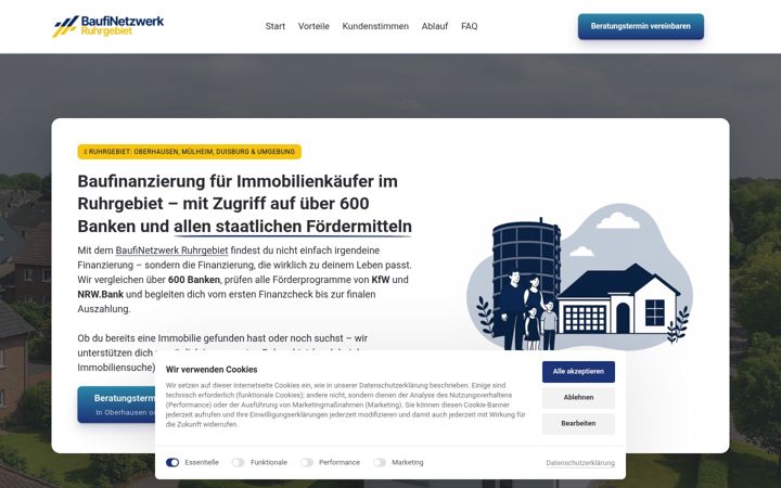 Screenshot of baufinetzwerk-ruhrgebiet.de