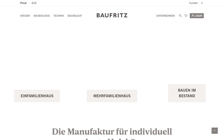 Screenshot of baufritz.com